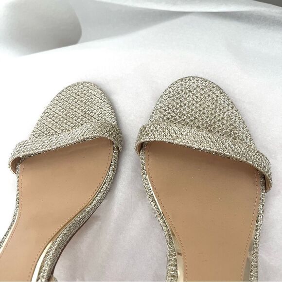 Jewel Badgely Mischka Arlina Glitter Open Toe Ankle Strap Sandal Heels Gold 8 - Picture 8 of 10